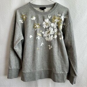 J. Crew Gray Sweatshirt with Floral Embroidery